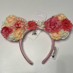 Disney pink floral Mickey Minnie ears with flowers
